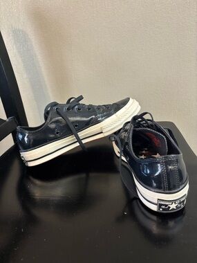 Converse Low Top Sneakers - Black Patent with White Sole
